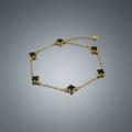 Tobillera de Cinco trebols negros-oro Laminado