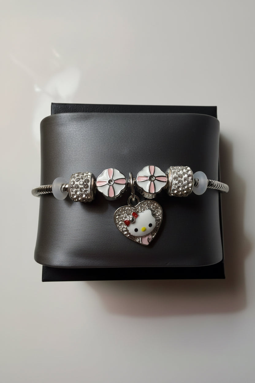 Pulsera Hello Kitty con Charms Rosas – Ajustable Size 7–8