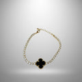 Pulsera Trébol Negro – Oro Laminado