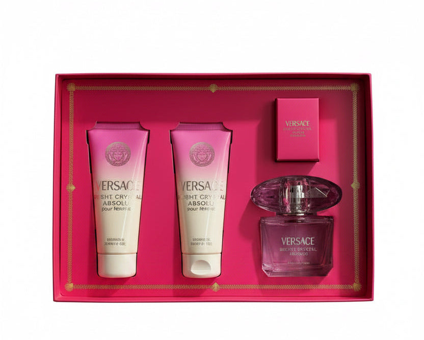 Versace Bright Crystal Absolu Eau de Parfum Gift Set para Mujer – 4 piezas