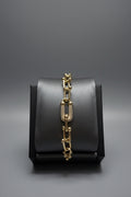 Pulsera de Oro Laminado con Eslabones y Detalle Brillante – 7”
