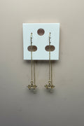 Aretes Largos Laminados Dorados con Corona y Cristales