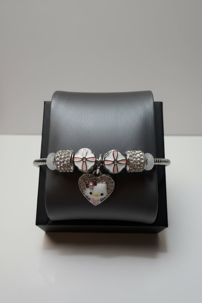 Pulsera Hello Kitty con Charms Rosas – Ajustable Size 7–8