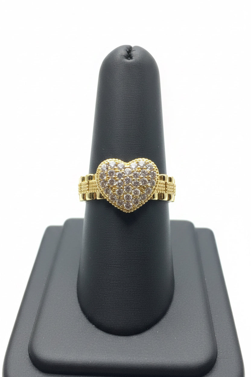 Anillo de Corazón con Zirconias – Oro Laminado