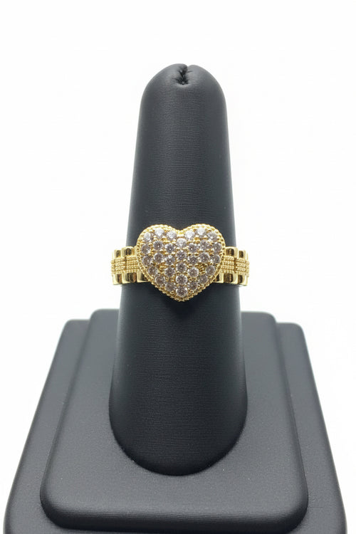 Anillo de Corazón con Zirconias – Oro Laminado